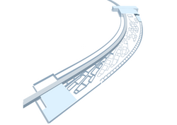 Schematische Ansicht der 280 Meter langen Experimentierhalle „Max von Laue“.